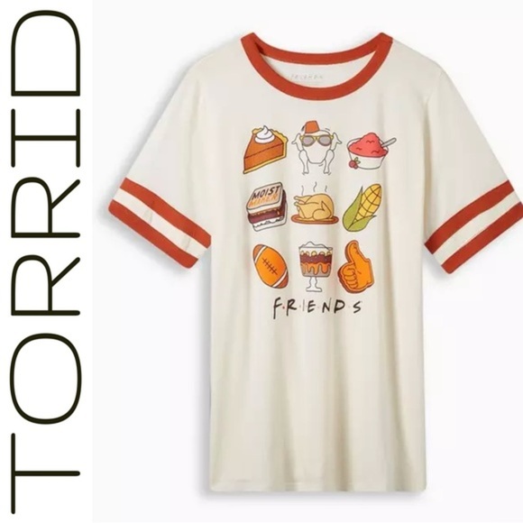 🆕 Friends Thanksgiving Classic Fit Cotton Crew Neck Tee -Torrid 2 (18/20) - Picture 1 of 5